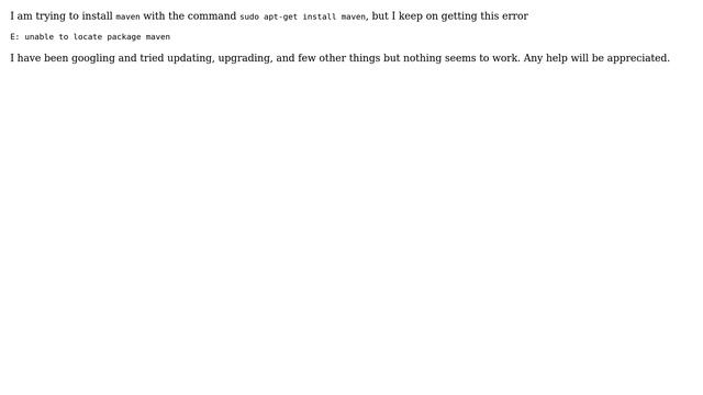 Ubuntu: Unable to locate package maven смотреть онлайн