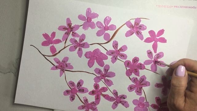 Учим детей рисовать ветку сакуры ватными палочками смотреть онлайн