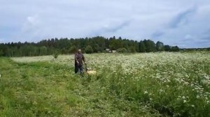 Сегментная косилка от Невы (2) с грунтозацепами на мотоблоке