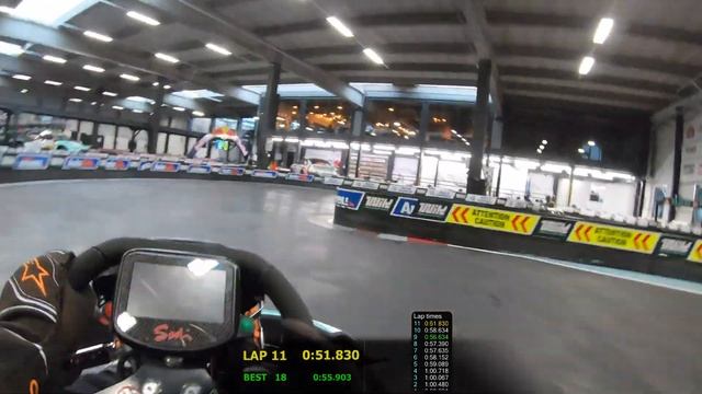 E-karts - Onboard @ WIK Wavre Indoor Karting (BE) - 2019/08/17 Heat#43&44 - Electric Karts!