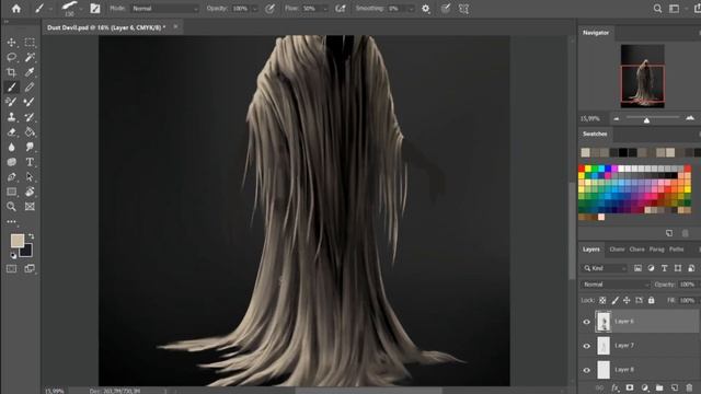 Drawing a dust devil | Storytelling & process video | Photoshop digital art смотреть онлайн