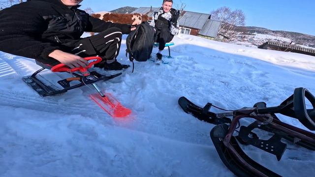 ❄Снегокат/Покатушки на снегокатах/Съезд с самой высокой ГОРЫ!!! смотреть онлайн