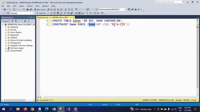 SQL SERVER||Constraint to insert only Alphabets in Column of table смотреть онлайн