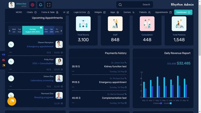 Medical Bootstrap 5 Admin Dashboard with RTL Dark Theme смотреть онлайн