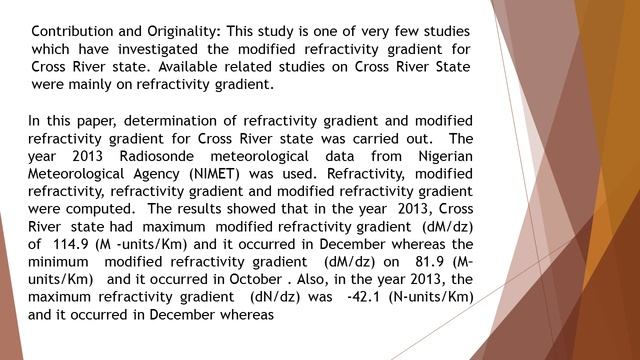 Determination of Refractivity Gradient and Modified Refractivity Gradient for Cross River State IJS смотреть онлайн