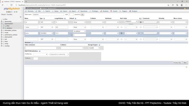 Dự án mẫu - thiết kế web | Bài 06: Lập trinh php mysql, thiết kế CSDL database | Thầy Hộ Fpoly HCM смотреть онлайн