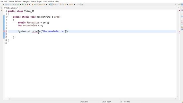 Java 29: Using modulus or remainder operator for doubles смотреть онлайн