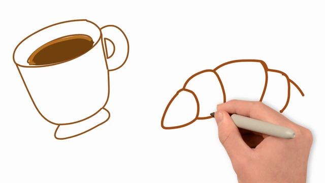 How To Draw Coffee And Croissant, Draw A Breakfast