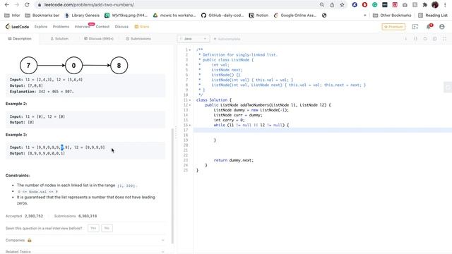 Add Two Numbers (Leetcode #2) Solved смотреть онлайн