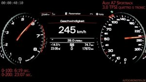 Разгон ауди а7 3.0 tfsi от  0 до Max . Audi A7 Sportback 3 0 TFSI quattro s tronic    0 to VMax
