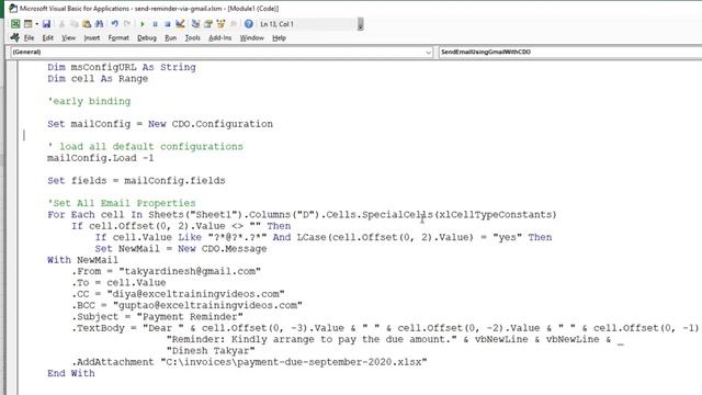 Sending Reminder from Excel Using Gmail with CDO смотреть онлайн