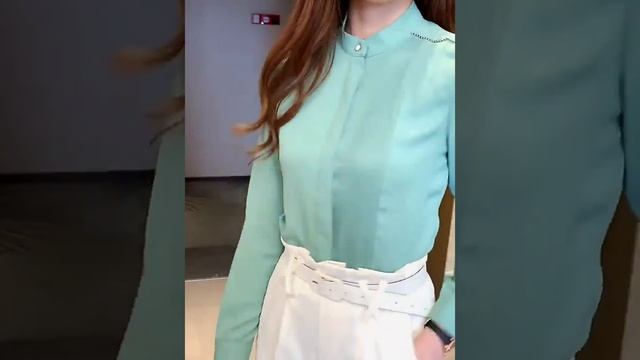 ЖЕНСКАЯ ШИФОНОВАЯ БЛУЗКА С ДЛИННЫМ РУКАВОМ. смотреть онлайн