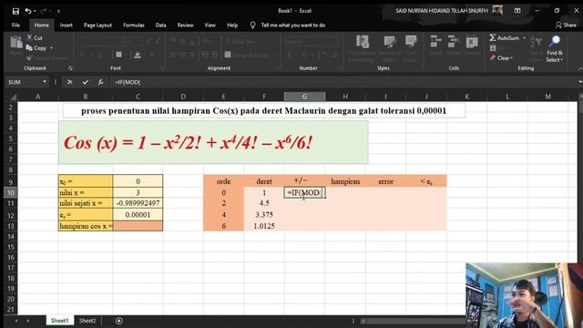 Metode Numerik : DERET TAYLOR Bentuk Khusus pada COS (x) dengan Ms.Excel!!! смотреть онлайн