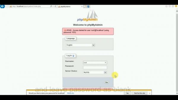 User name and password for phpmyadmin new login page