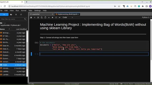 Machine Learning Project : Implementing Bag of Words | Converting Words to Lowercase смотреть онлайн