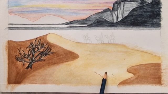 How to Draw a Beautiful Scenery with Watercolor Pencils: Desert смотреть онлайн