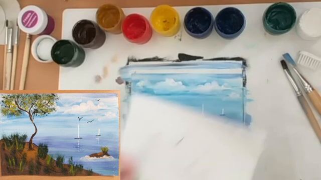 11 Парусники на море. Рисуем вместе гуашью. Для детей любого возраста. смотреть онлайн