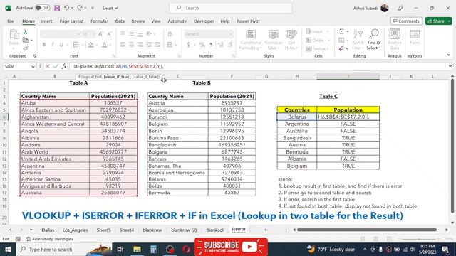 VLOOKUP+ISERROR+IF+IFERROR Function Combination | VLOOKUP from two Tables at Once смотреть онлайн