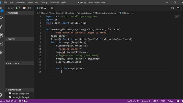 Python Example 9: Make HD Movie out of pictures using python scripts ( Opencv) смотреть онлайн