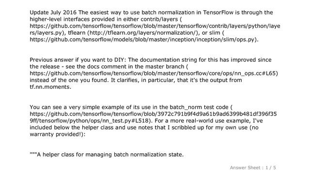 PYTHON : How could I use batch normalization in TensorFlow? смотреть онлайн