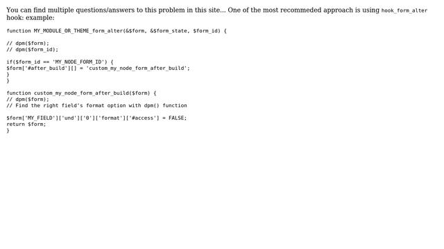 Drupal: How do I hide text format options in node view with in place editing? (3 Solutions!!) смотреть онлайн