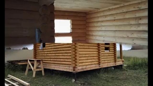 Строительство бани из оцилиндрованного бревна смотреть онлайн