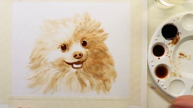 Draw and paint with coffee I Coffee Painting a Dog смотреть онлайн