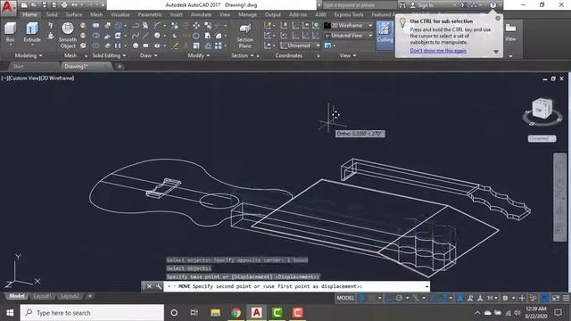 AutoCAD 3D Practice Drawing - Guitar 3D Model - QasimCAD смотреть онлайн