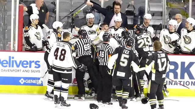 Quad City Mallards/Wheeling Nailers post game scuffle. смотреть онлайн