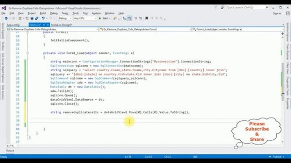 remove duplicate cell rows from datagridview column in winforms c#