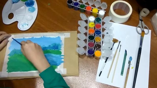 Рисуем гуашью пейзаж Guaj boya ile manzara смотреть онлайн