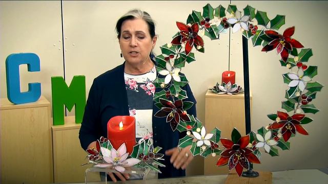 Stained Glass Poinsettia Wreath with Cheryl Peterson смотреть онлайн