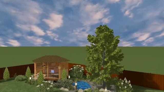 3D визуализация проекта ландшафтного дизайна. смотреть онлайн
