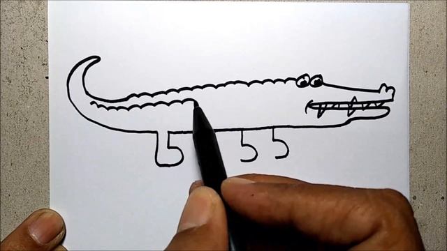 How To Draw a Crocodile Using Number 5555 – Easy and Fun Doodle Art for Kids смотреть онлайн