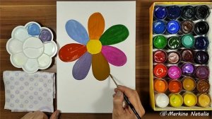 Рисуем ЦВЕТИК - СЕМИЦВЕТИК | как нарисовать ЦВЕТОК | гуашь для начинающих