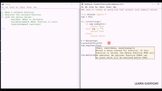 Validation in entry widget in tkinter | Python смотреть онлайн