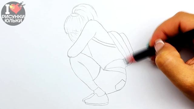 Как нарисовать Грустную Девушку с рюкзаком - скетч карандашом | Рисунки Юльки Девушки смотреть онлайн