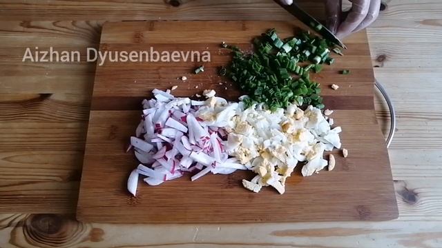 Весенний салат с редиской и яйцом. Готовлю каждый день. Казакша рецепт.