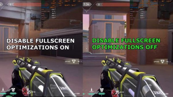 VALORANT DISABLE FULLSCREEN OPTIMIZATIONS ON VS DISABLE FULLSCREEN OPTIMIZATIONS OFF
