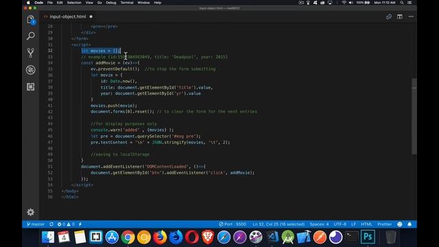 Saving User Input in JS Objects смотреть онлайн