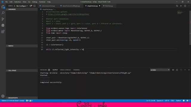 Stop at line ev3dev Python VS Code смотреть онлайн
