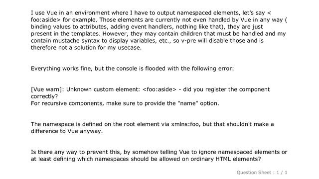 HTML : How to prevent Vue error "Unknown custom element" for namespaced HTML elements смотреть онлайн