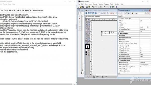 Create Tabular D2K Report manuallly Oracle 10g