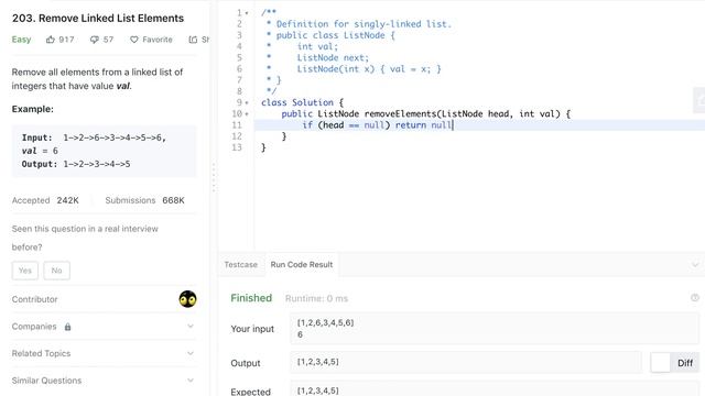 Leetcode 203 Remove Linked List Elements (Java) смотреть онлайн