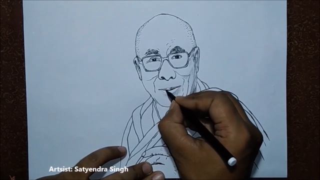 Dalai Lama drawing || How to draw Dalai Lama || Pen Sketch смотреть онлайн