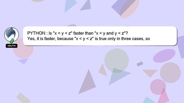 PYTHON : Is "x y z" faster than "x y and y z"? смотреть онлайн