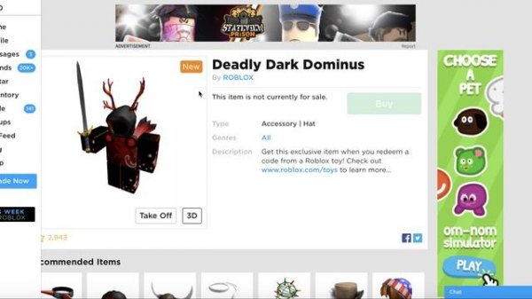 Deadly Dark Dominus | New Roblox Toy Code Item!
