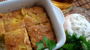 Заливной пирог с капустой на сметанном тесте