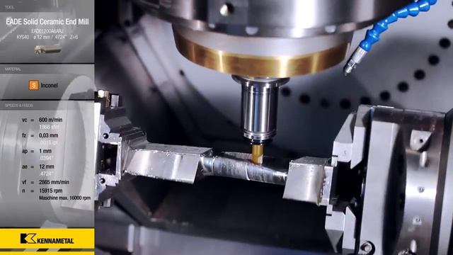 Видео обработки турбинной лопаточки керамическим инструментом Kennametal США смотреть онлайн