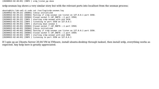 xRDP fails on Ubuntu Server 20.04 in Oracle Cloud VM instance and ubuntu-desktop installed смотреть онлайн
